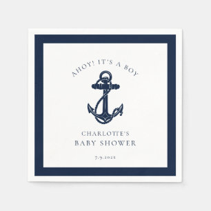 Nautic Anchor Coastal Boy Baby Shooting Paper Serviette