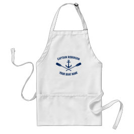 Nautic Anchor Crossed Oars Paddles Navy Blue Schürze