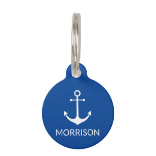 Nautic Anchor Custom Blue White Door Name info Haustiermarke