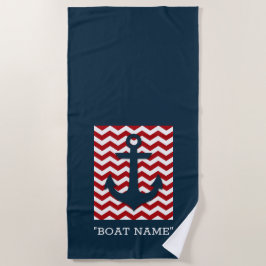 Nautic Anchor Custom BOAT NAME Red White Blue Be Strandtuch