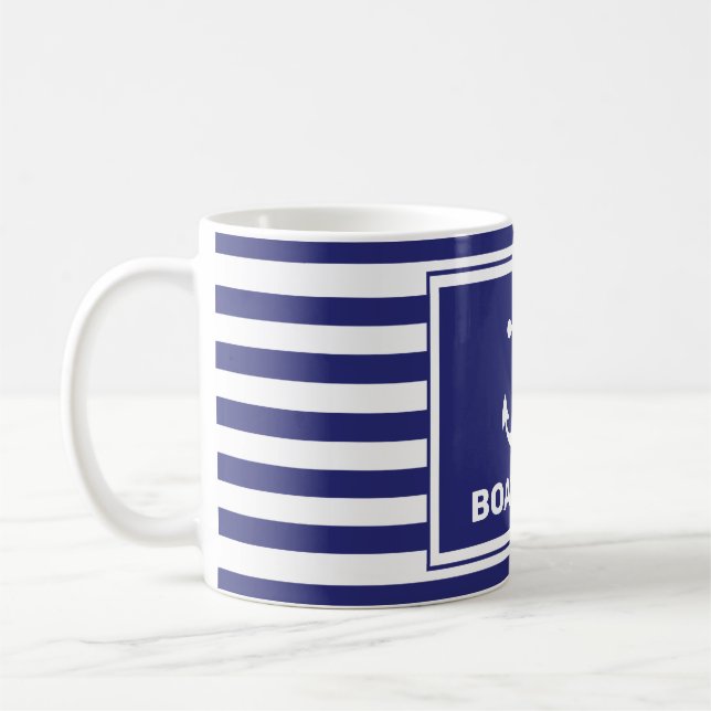 Nautic Anchor Design Navy Blue White Stripe Tasse (Links)