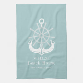 Nautic Anchor Family Name Beach House Geschirrtuch