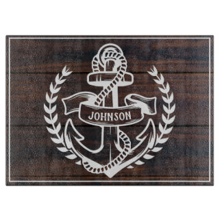 Nautic Anchor Family Name Beach House Schneidebrett