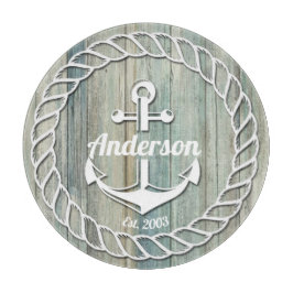 Nautic Anchor Family Name Beach House Sommer Schneidebrett