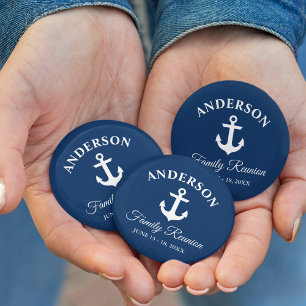 Nautic Anchor Family Wiedersehen Navy Blue Button