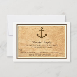 Nautic Anchor Gerahmt Vintag Paper Wedding RSVP