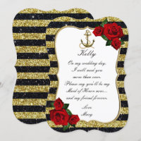 Nautic Anchor Gold Black Stripes Trauzeugin