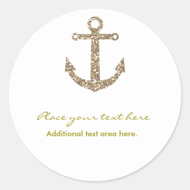 Nautic Anchor Gold Glitzer Glam Party Sticker (Vorderseite)