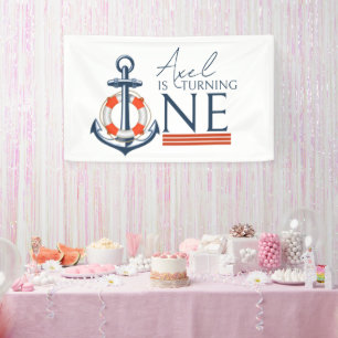 Nautic Anchor Happy Birthday Party Banner