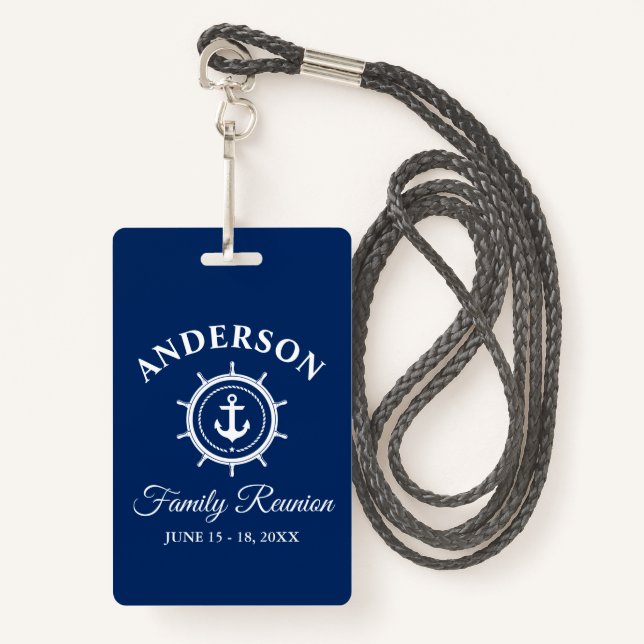 Nautic Anchor Helm Family Wiedersehen Navy Blue Ausweis (Vorderseite mit Schlüsselband)