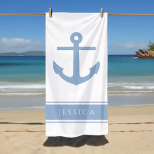 Nautic Anchor Individuelle Name Blue Strandtuch