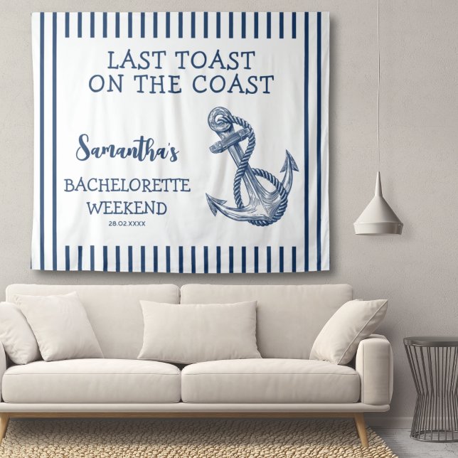 Nautic Anchor Junggeselinnen-Abschied letzten Toas Wandteppich (Nautical Anchor Bachelorette Party Last Toast Tapestry)