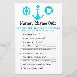 Nautic Anchor Kinderzimmer Rhyme Quiz Babyshowerga