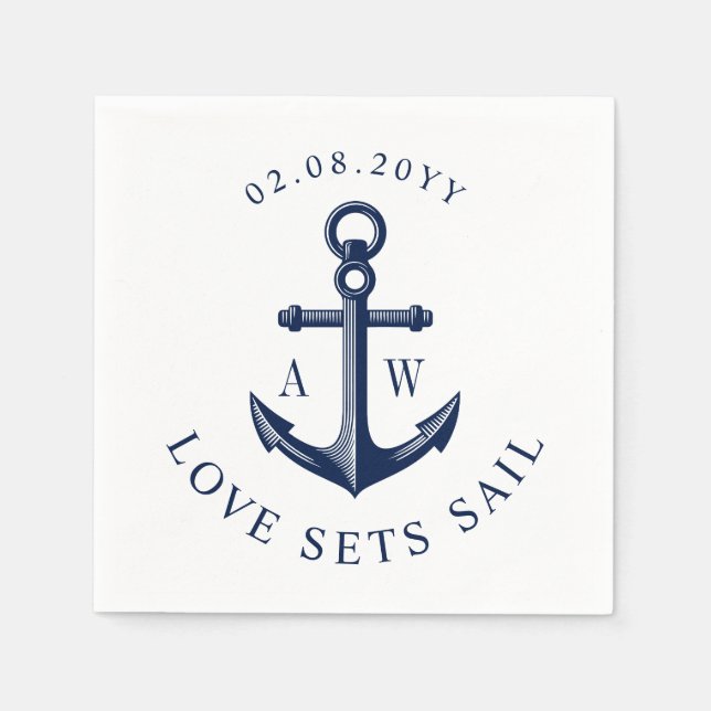 Nautic Anchor Liebe Set segeln benutzerdefinierte  Serviette (Vorderseite)