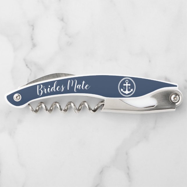 Nautic Anchor Monogram Brides Mate Bridesmaid Wa Kellnermesser (Rückseite)