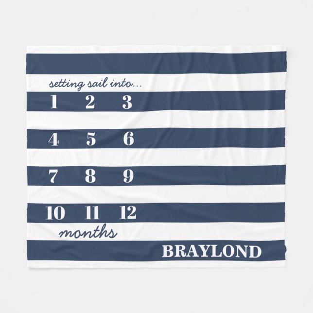 Nautic Anchor Monthly Meilenstein Blanket Fleecedecke (Vorderseite (Horizontal))