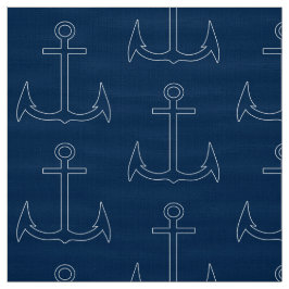 Nautic Anchor Muster Navy Blue Stoff