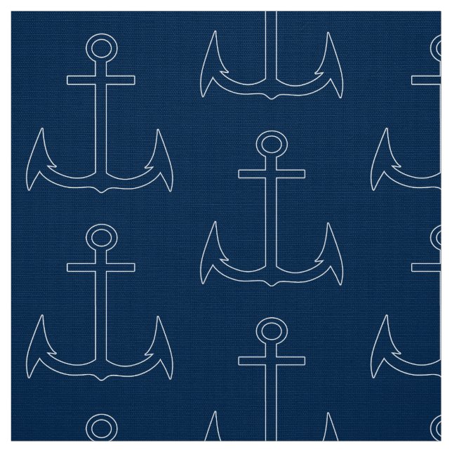 Nautic Anchor Muster Navy Blue Stoff (Muster)