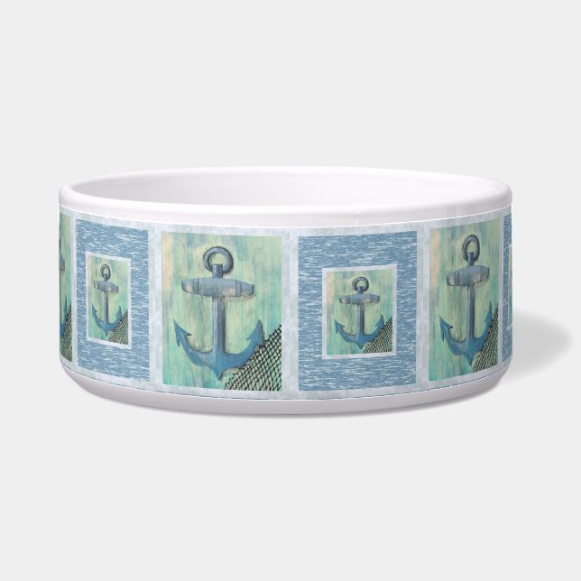 Nautic Anchor Muster Pet Bowl Napf (Vorderseite)