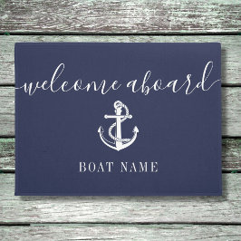 Nautic Anchor Name Navy Blue Willkommen an Bord Fußmatte