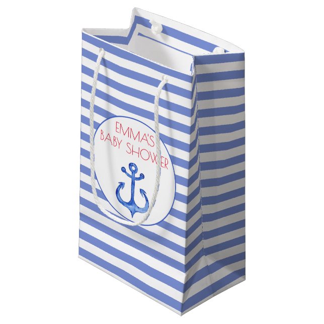Nautic Anchor - Navy Baby Shoft Bag Kleine Geschenktüte (Vorderseite Schrägansicht)