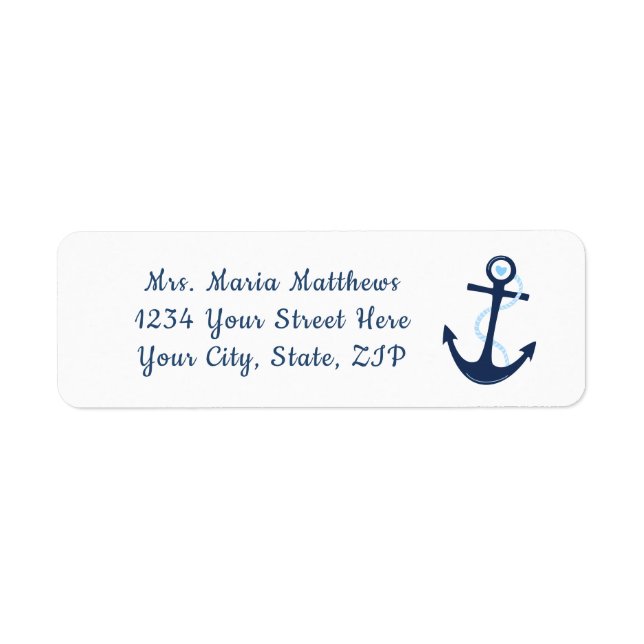 Nautic Anchor Navy Blue Address Sticker Label (Vorne)