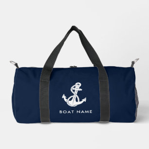 Nautic Anchor Navy Blue Boat Crew Custom Duffle Bag