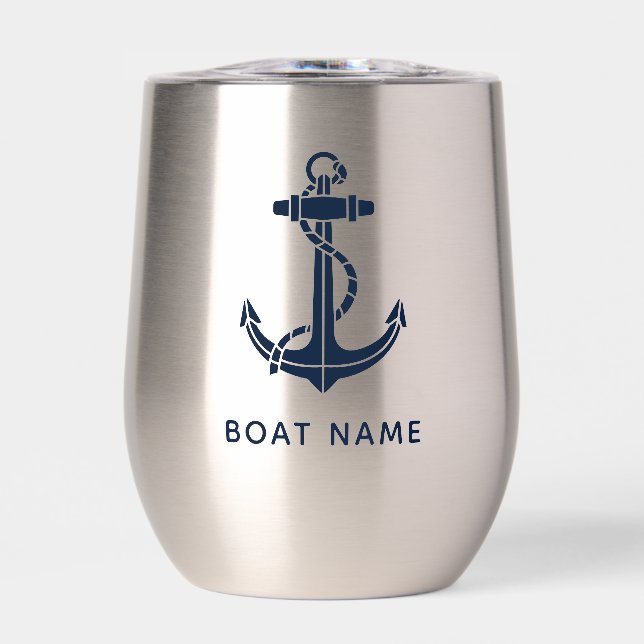 Nautic Anchor Navy Blue Boat Name Custom (Vorderseite)