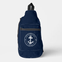 Nautic Anchor Navy Blue Boat Name Custom