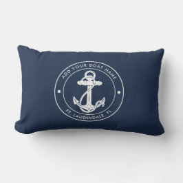 Nautic Anchor Navy Blue Boat Name Custom Kissen Für Draußen