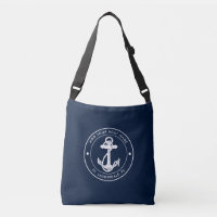 Nautic Anchor Navy Blue Boat Name Custom