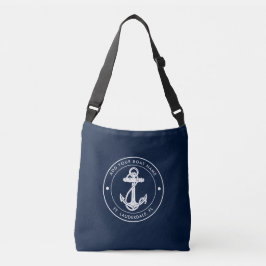 Nautic Anchor Navy Blue Boat Name Custom Tragetaschen Mit Langen Trägern