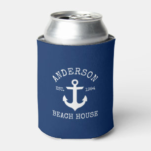 Nautic Anchor Navy Blue Family Beach House Dosenkühler