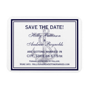 Nautic Anchor Navy Blue Gerahmt 2 Save the Date Magnet