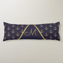 Nautic Anchor Navy Blue Gold Monogram