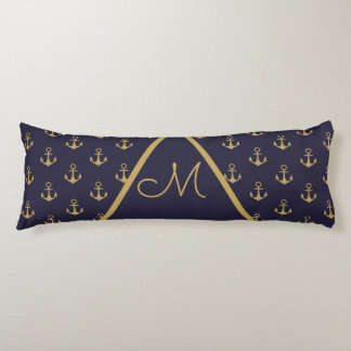 Nautic Anchor Navy Blue Gold Monogram Seitenschläferkissen