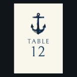Nautic Anchor Navy Blue Modern Wedding Tischnummer<br><div class="desc">Nautical Anchor Navy Blue Moderne Hochzeitsstiftung Tischnummer</div>