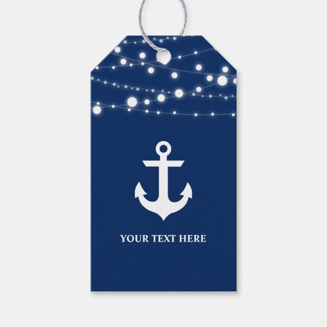 Nautic Anchor Navy Blue Personalisiert Geschenkanhänger (Vorderseite)