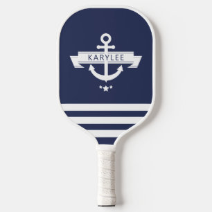 Nautic Anchor Navy Blue Personalisiert Pickleball Schläger