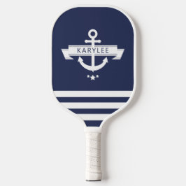 Nautic Anchor Navy Blue Personalisiert Pickleball Schläger