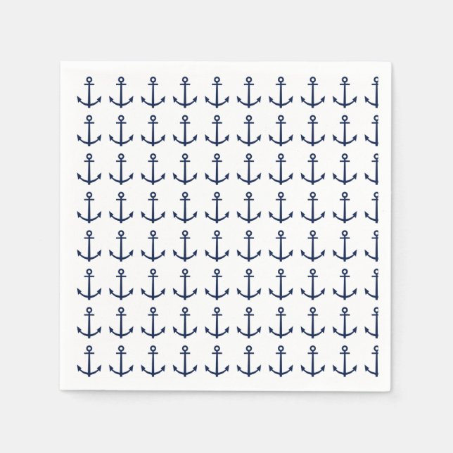 Nautic Anchor Navy Blue Serviette (Vorderseite)