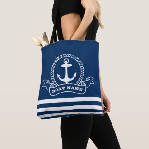 Nautic Anchor Navy Blue Striping