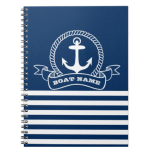 Nautic Anchor Navy Blue Striping Notizblock