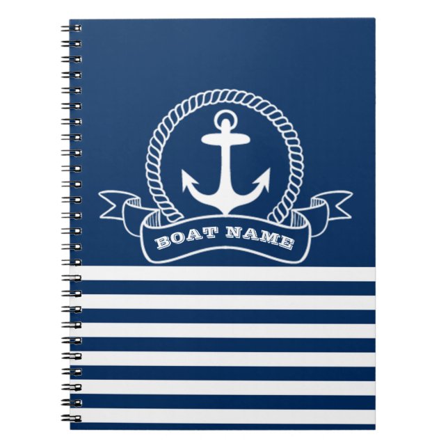 Nautic Anchor Navy Blue Striping Notizblock (Vorderseite)