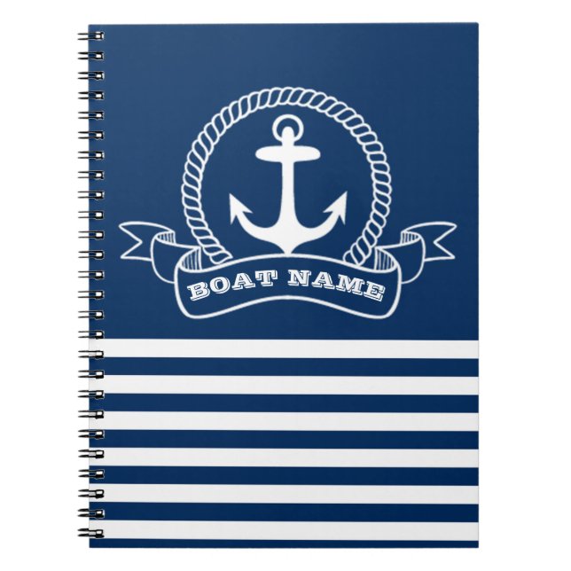Nautic Anchor Navy Blue Striping Notizblock (Vorderseite)