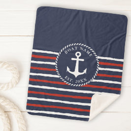Nautic Anchor Navy Blue White Red Boat Name Sherpadecke