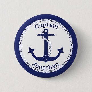 Nautic Anchor Navy Captain Personalisiert Button