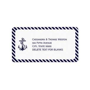 Nautic Anchor Navy Diag Strip 2 LJ Adresse Adressaufkleber