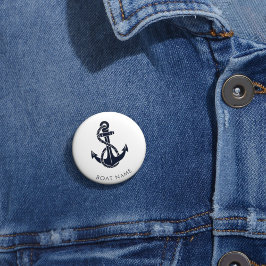 Nautic Anchor Navy Niedlich Boat Name Custom Button