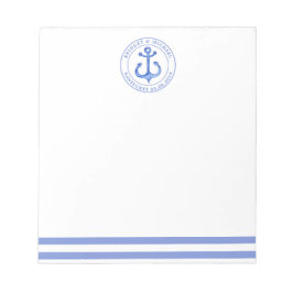 Nautic Anchor Navy Personalisierte Hochzeit Notizblock